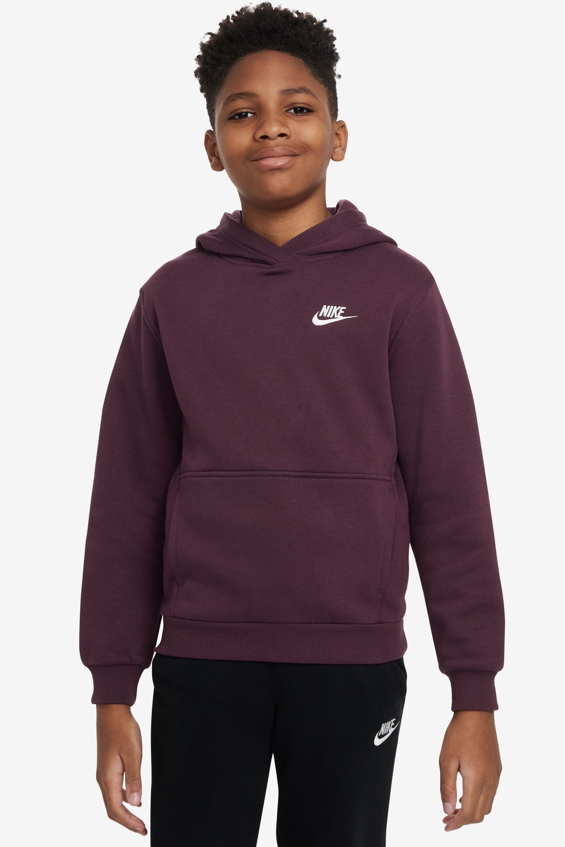 Nike club hoodie burgundy deals