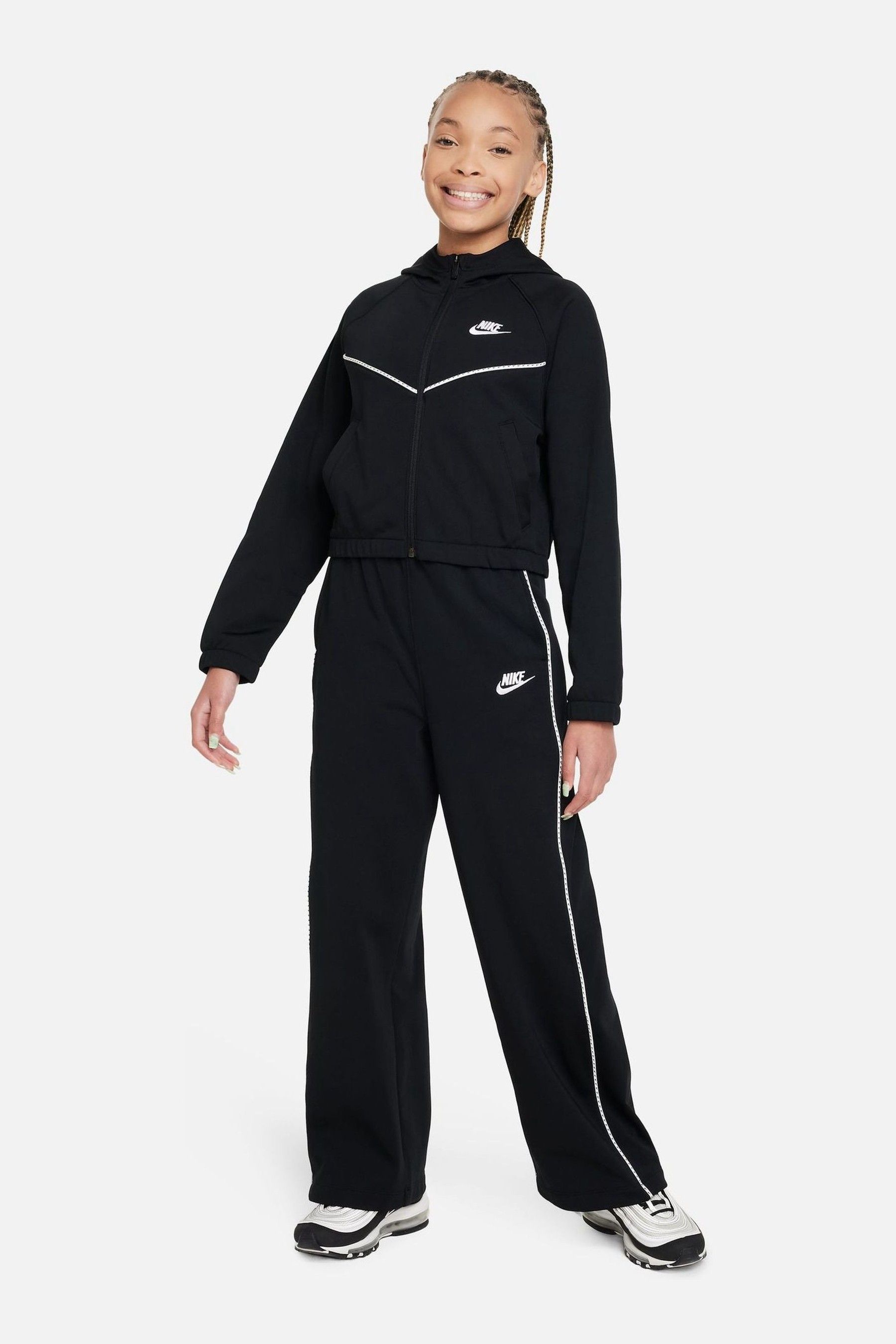 Buy Nike Zip Through Wide Leg Tracksuit from Next Luxembourg