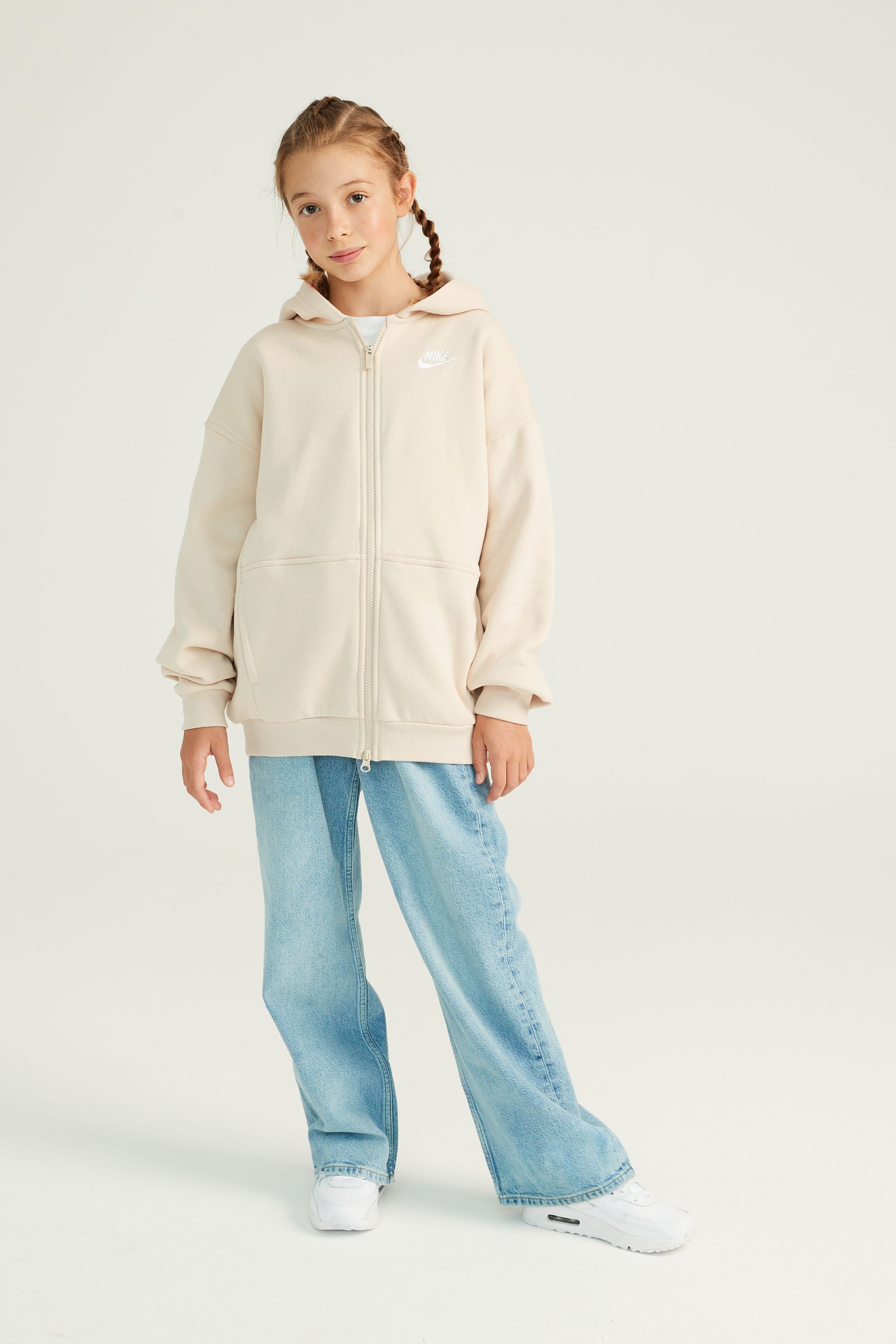 Buy Nike Neutral Oversized Club Fleece Zip Through Hoodie from Next Luxembourg