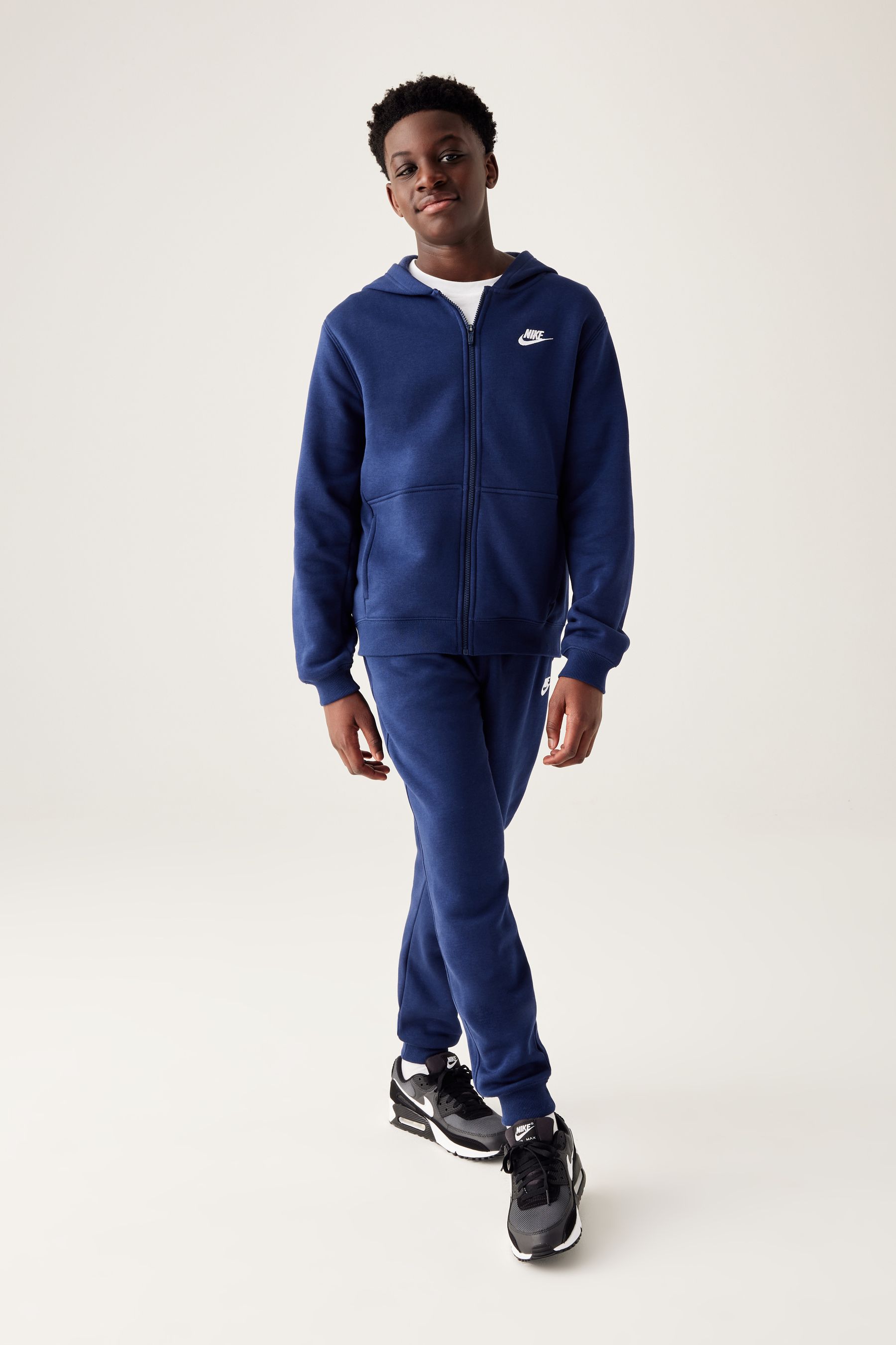 Nike fleece tracksuit navy online