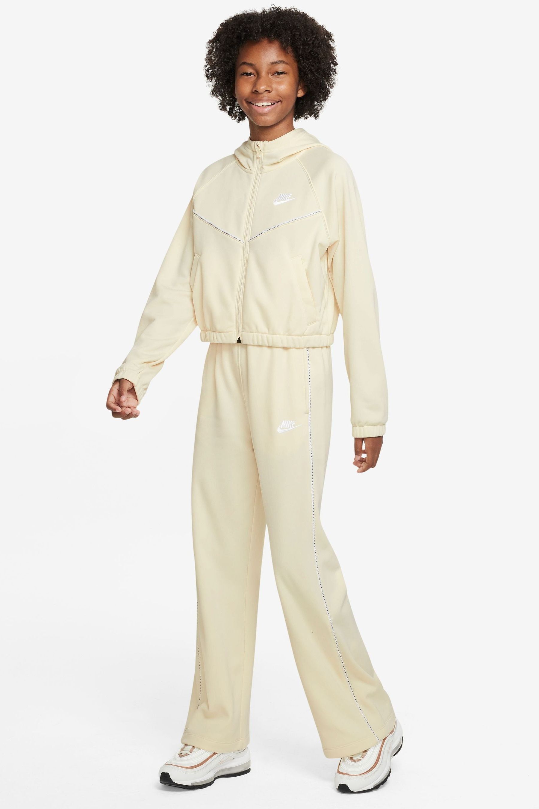 Buy Nike Neutral Zip Through Wide Leg Tracksuit from Next Luxembourg