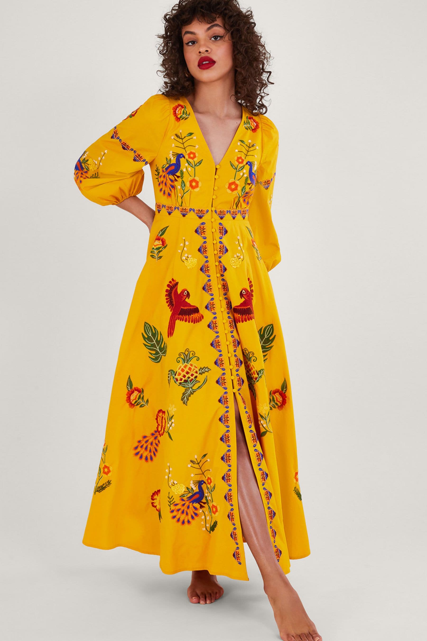 Buy Monsoon Yellow Carrie Hand Embellished Maxi Dress from Next Luxembourg