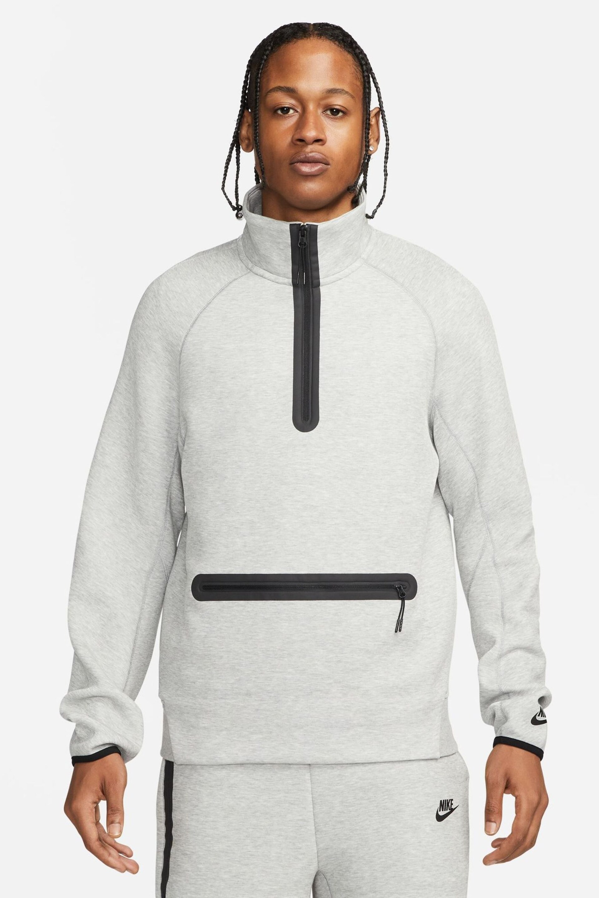 Nike Grey Tech Fleece Half Zip Sweatshirt - Image 1 of 16