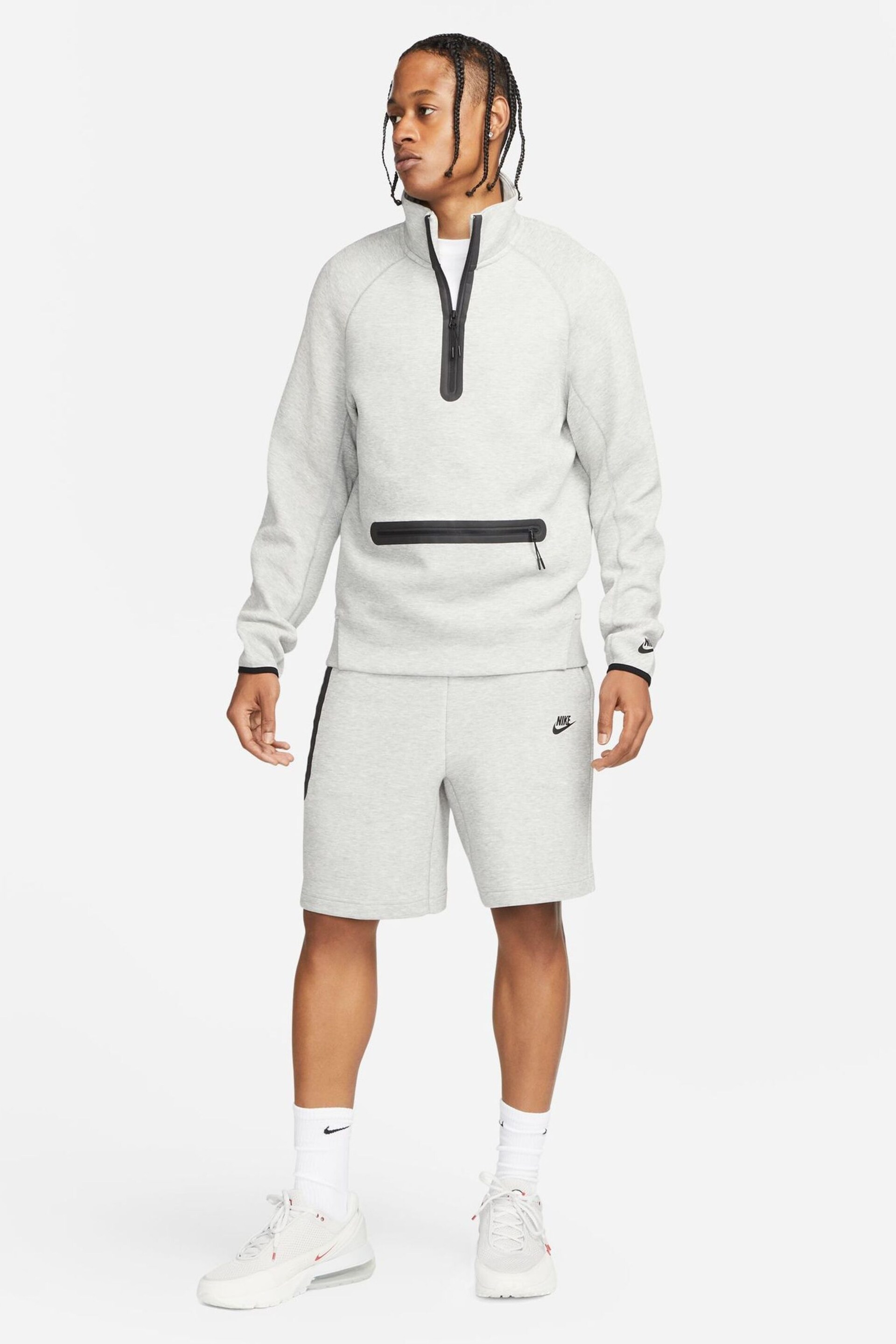 Nike Grey Tech Fleece Half Zip Sweatshirt - Image 5 of 16