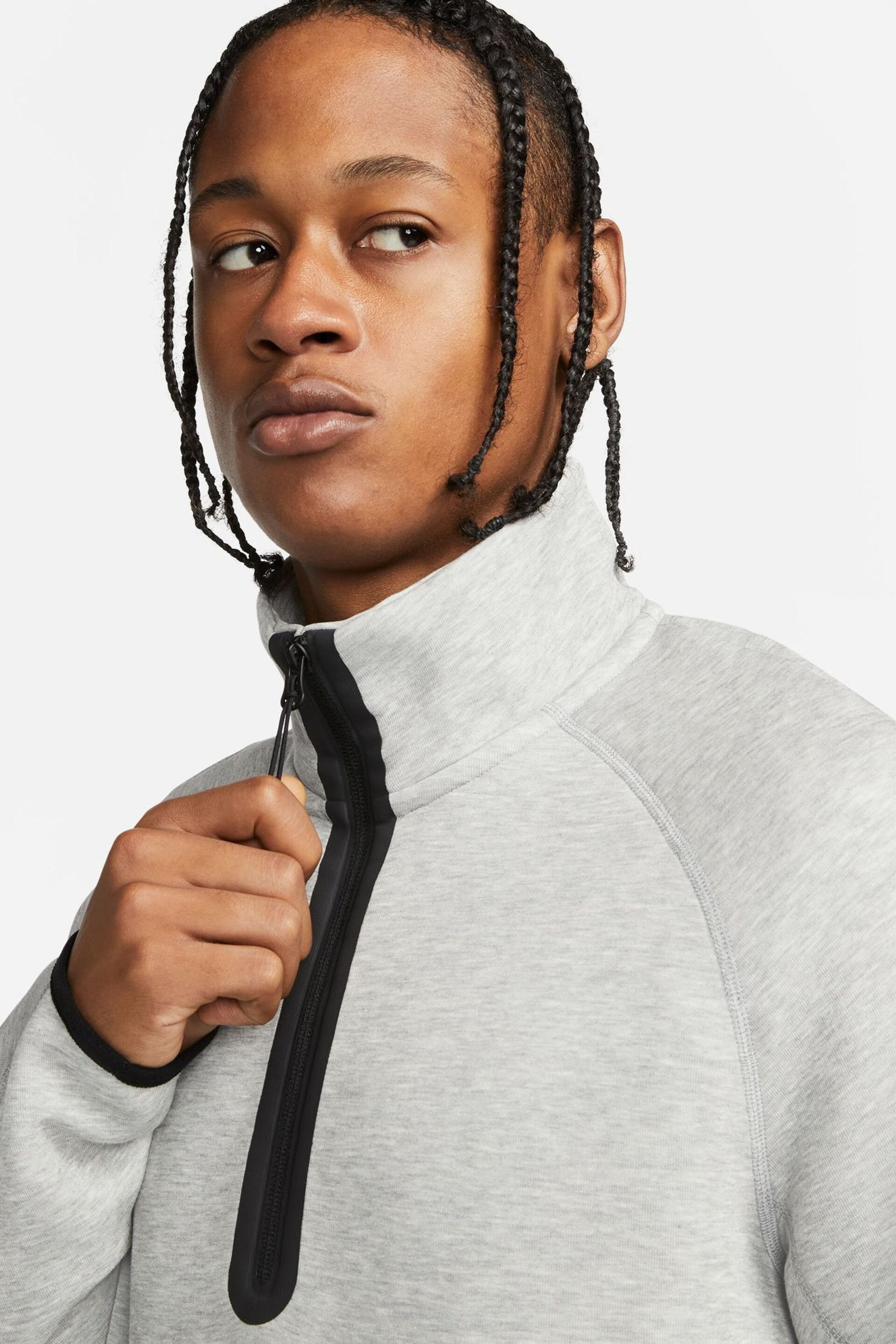 Nike Grey Tech Fleece Half Zip Sweatshirt - Image 7 of 16