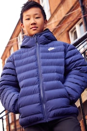Nike Blue Synthetic Fill Hooded Jacket - Image 3 of 10