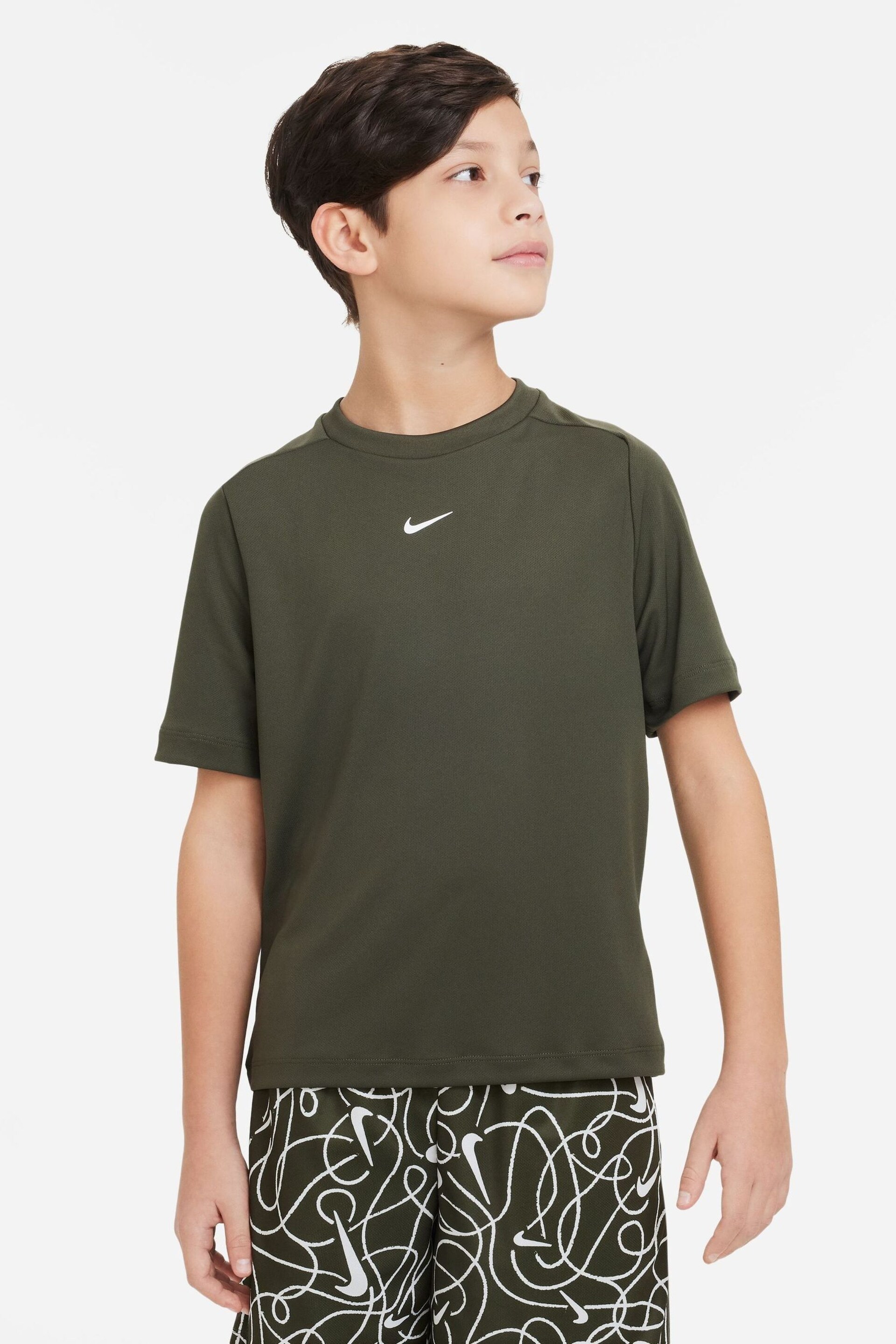 Nike Khaki Green Dri-FIT Multi + Training T-Shirt - Image 1 of 4