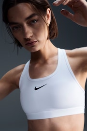 Nike White Swoosh Medium Support Padded Sports Bra - Image 3 of 6