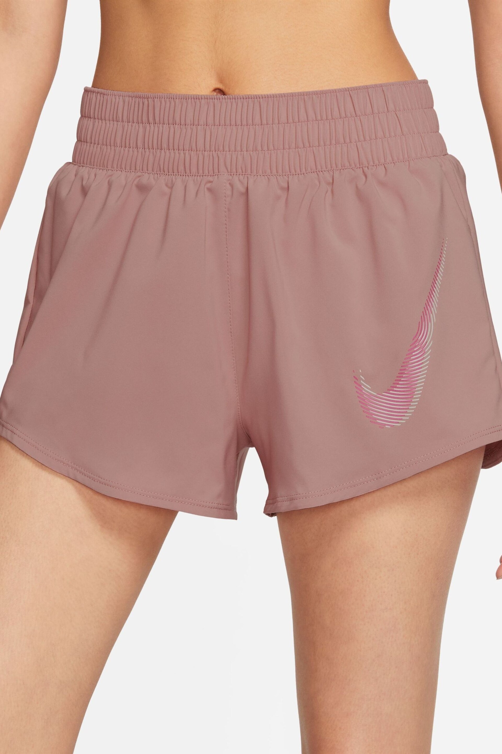 Nike Pink Dri-FIT One Swoosh Mid Rise Running Shorts - Image 1 of 4