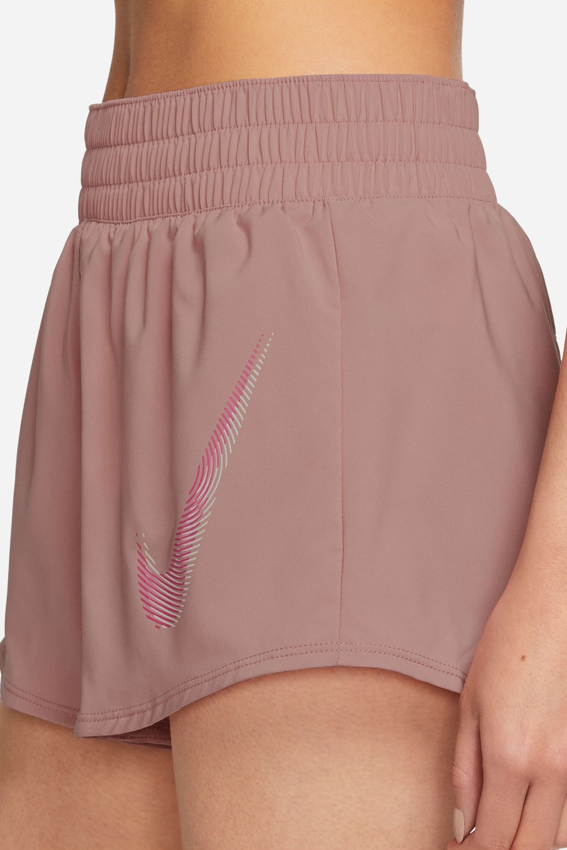 Nike Pink Dri-FIT One Swoosh Mid Rise Running Shorts - Image 3 of 4