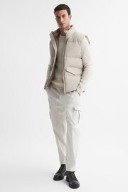 Reiss Stone Westbrook Quilted Funnel Neck Gilet - Image 1 of 4