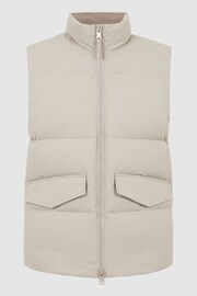 Reiss Stone Westbrook Quilted Funnel Neck Gilet - Image 2 of 4