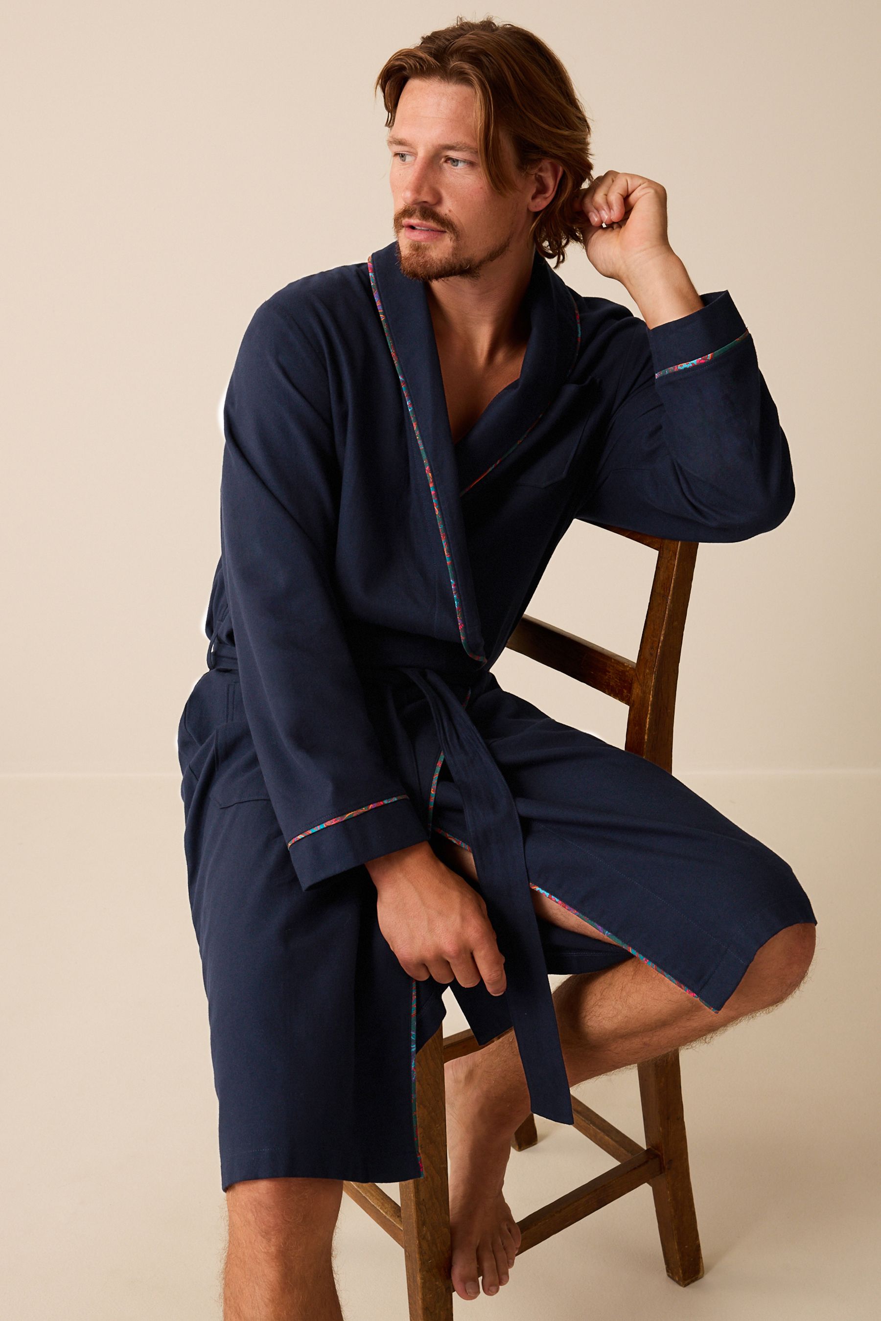Buy Navy Blue Signature Lightweight Dressing Gown from Next Luxembourg