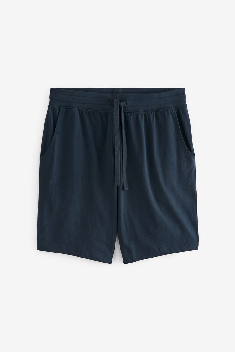 Blue Fine Stripe / Navy Jersey Pyjama Shorts Set - Image 9 of 10