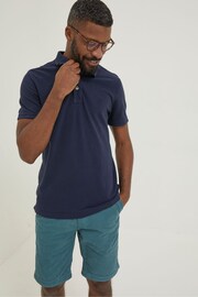 FatFace Blue Pique Polo Shirt - Image 1 of 5