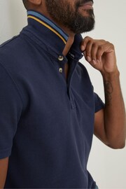 FatFace Blue Pique Polo Shirt - Image 3 of 5