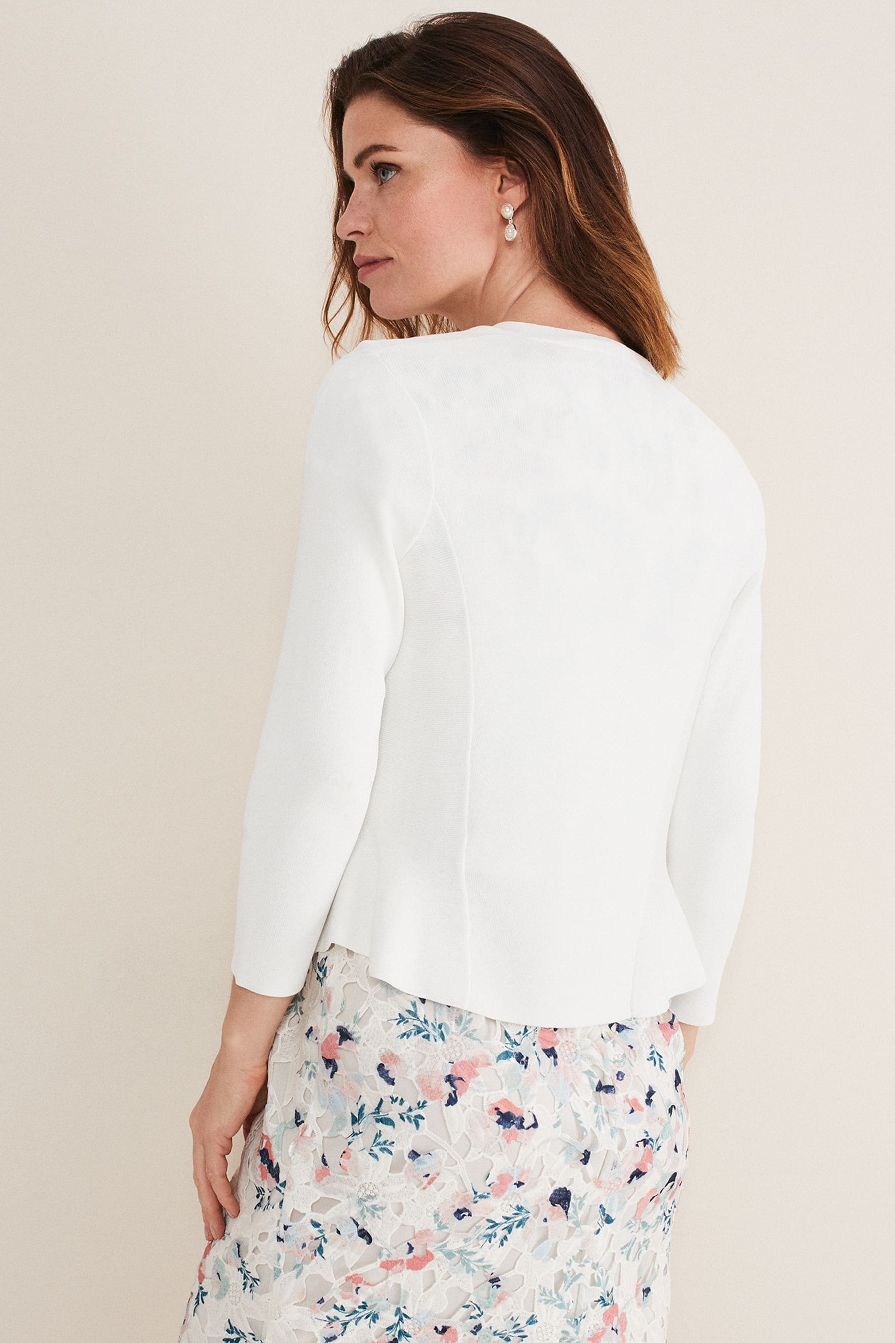Buy Phase Eight Cream Salma Flare Hem Knitted Jacket from Next Ireland