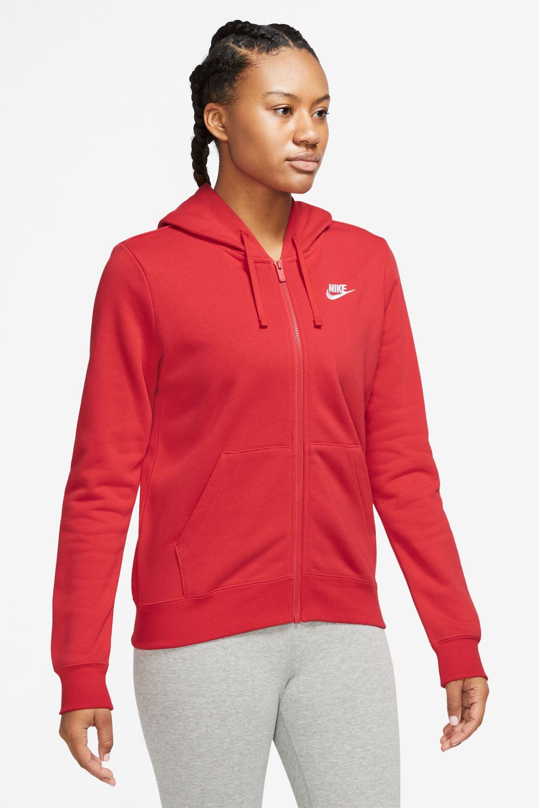 Buy Nike Red Club Full Zip Hoodie from Next Luxembourg