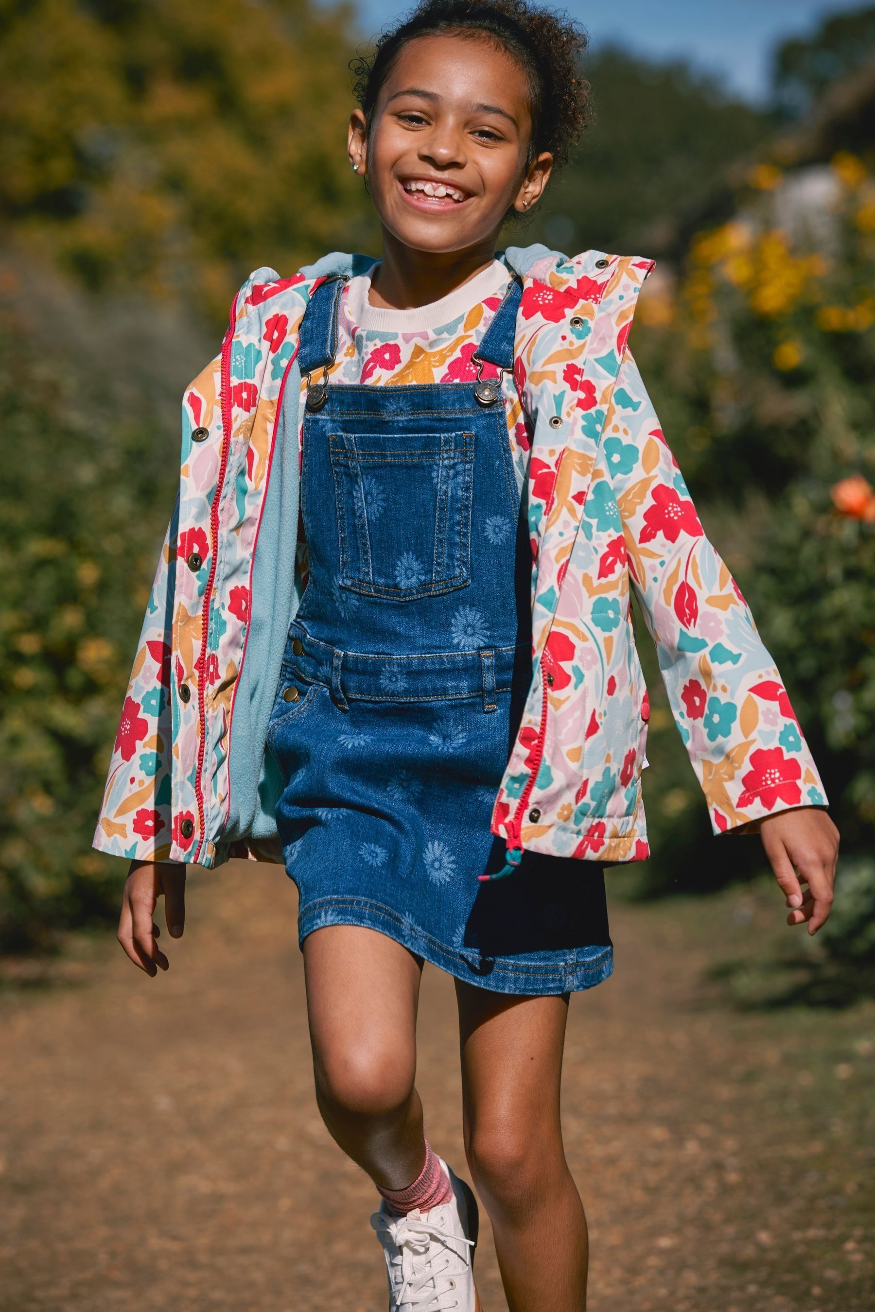 Buy FatFace Blue Laser Print Denim Pinafore Dress from Next Austria