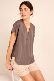 Chocolate Brown Short Sleeve Overhead Top - Image 3 of 5