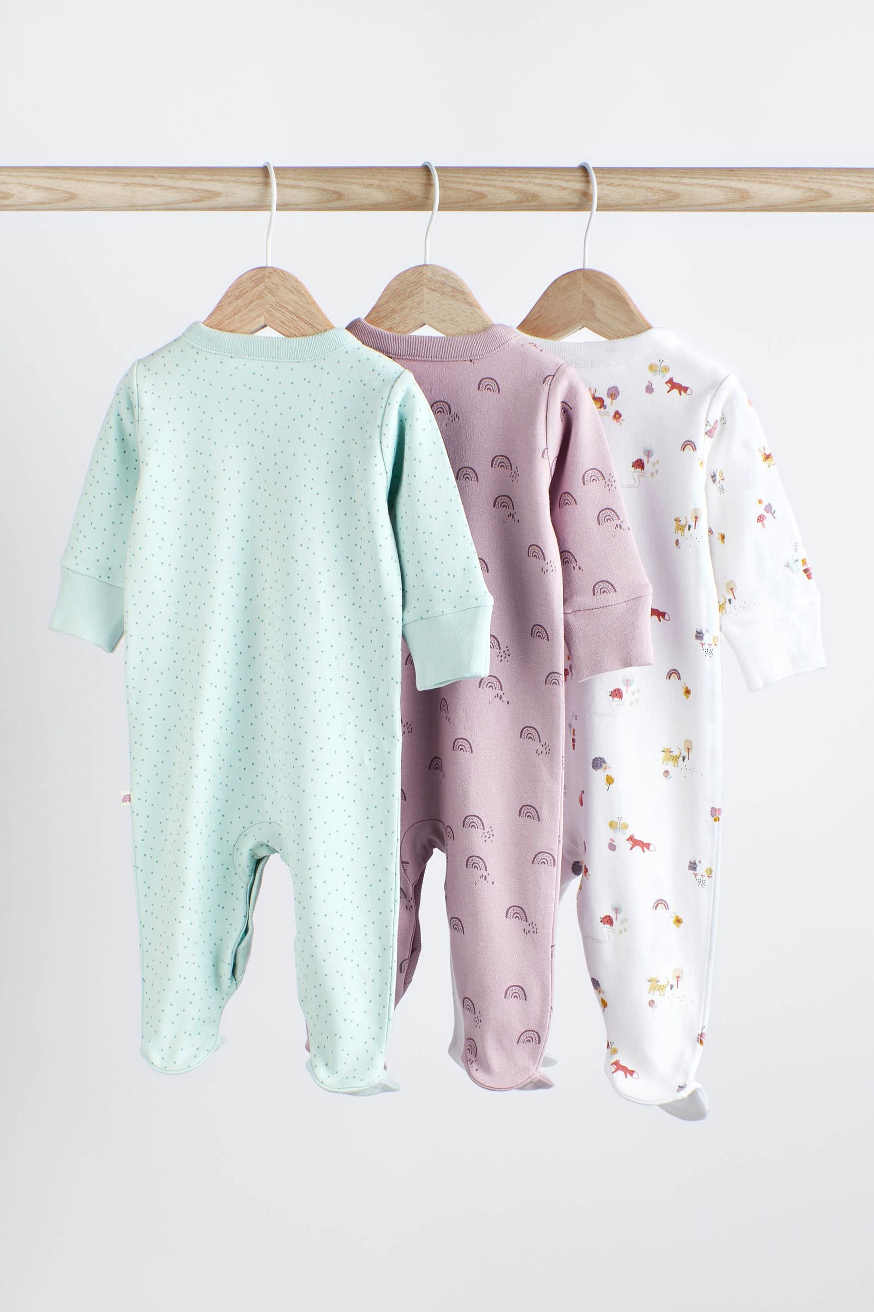 Buy Mint Green Cotton Baby Sleepsuits 3 Pack 0 2yrs from Next Luxembourg