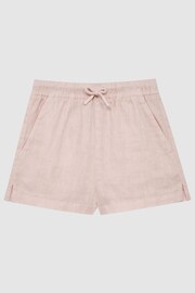 Reiss Soft Pink Cleo Senior Linen Drawstring Shorts - Image 2 of 6