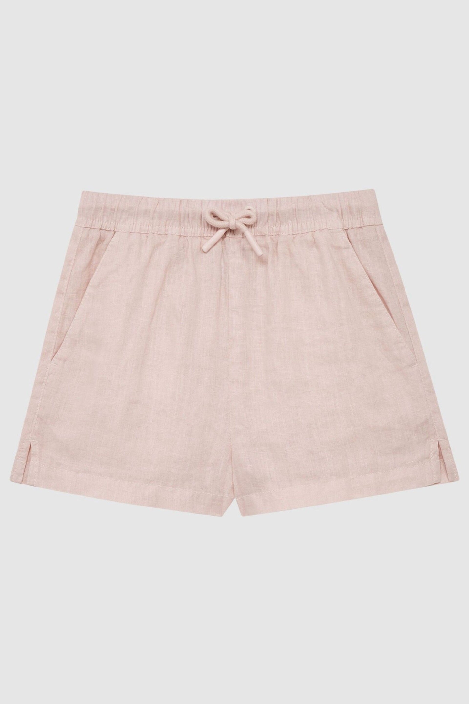 Reiss Soft Pink Cleo Senior Linen Drawstring Shorts - Image 2 of 6