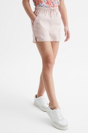 Reiss Soft Pink Cleo Senior Linen Drawstring Shorts - Image 3 of 6