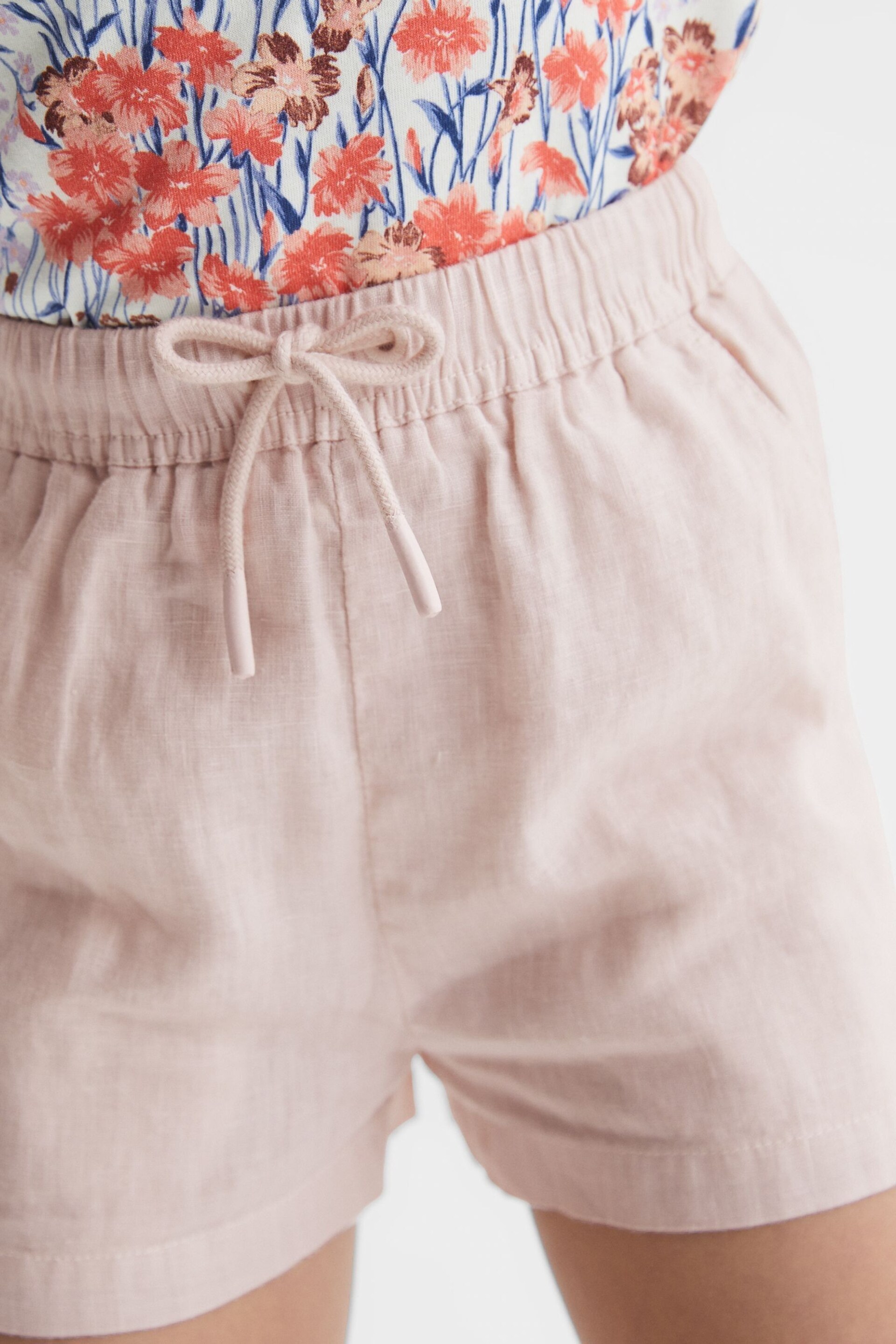 Reiss Soft Pink Cleo Senior Linen Drawstring Shorts - Image 4 of 6