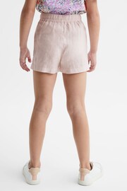 Reiss Soft Pink Cleo Senior Linen Drawstring Shorts - Image 5 of 6