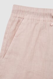 Reiss Soft Pink Cleo Senior Linen Drawstring Shorts - Image 6 of 6