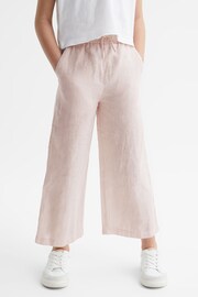 Reiss Soft Pink Cleo Junior Linen Drawstring Trousers - Image 1 of 6