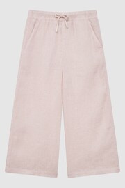 Reiss Soft Pink Cleo Junior Linen Drawstring Trousers - Image 2 of 6
