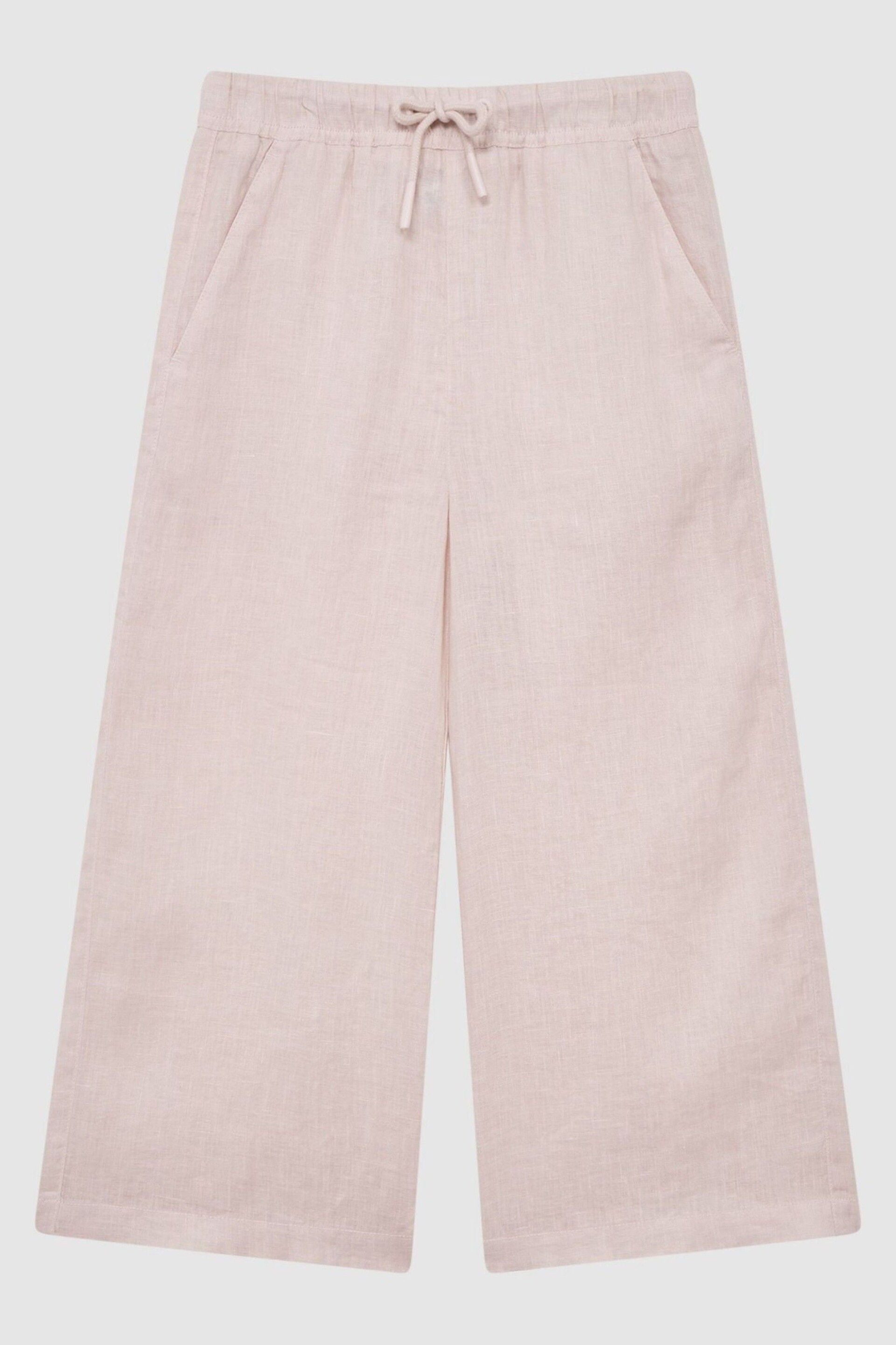 Reiss Soft Pink Cleo Junior Linen Drawstring Trousers - Image 2 of 6