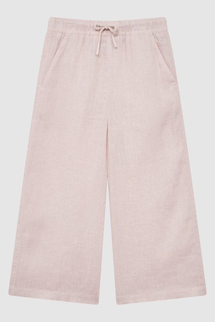 Reiss Soft Pink Cleo 4-9 yrs 100% Linen Drawstring Trousers - Image 2 of 6