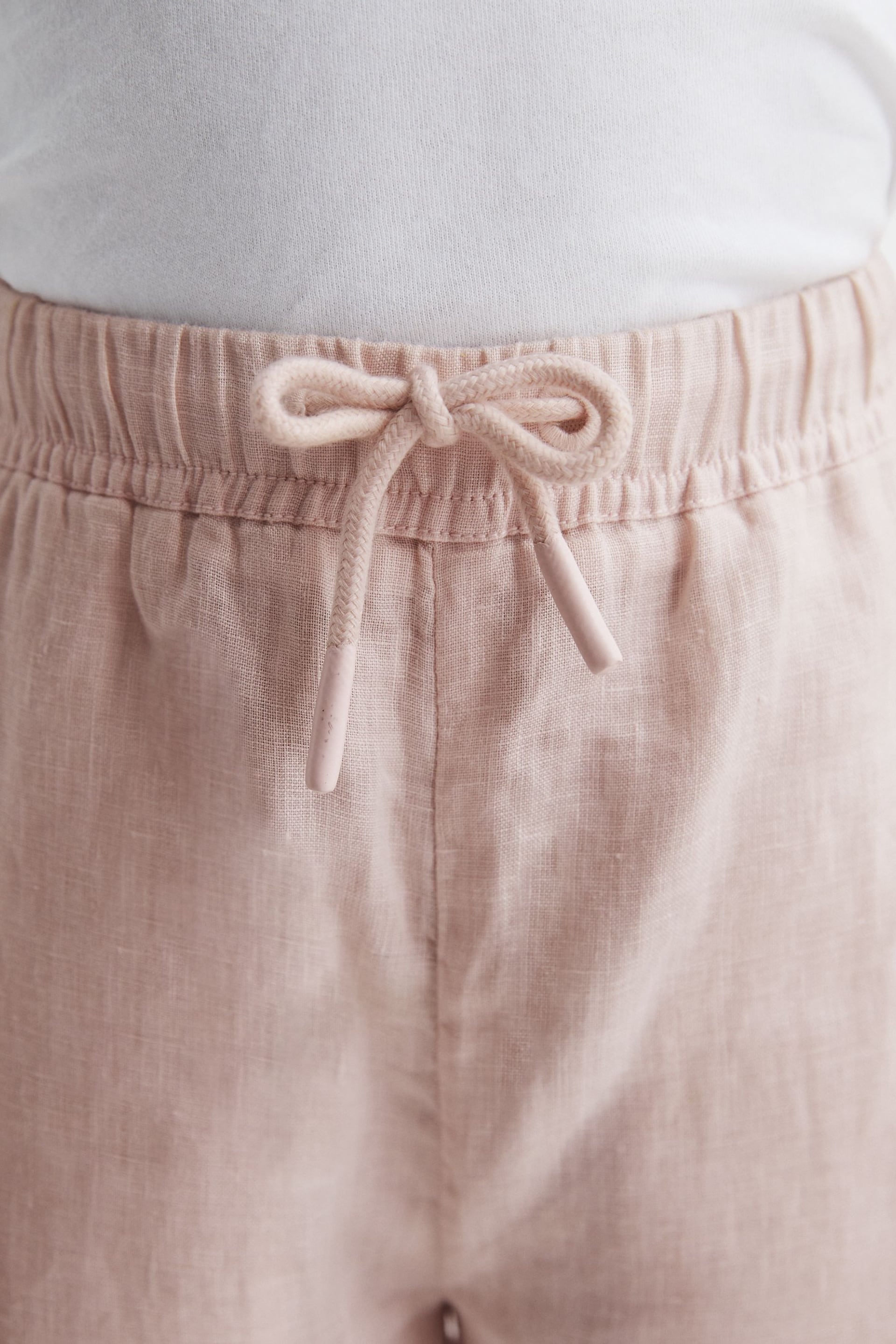 Reiss Soft Pink Cleo Junior Linen Drawstring Trousers - Image 4 of 6