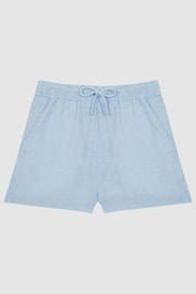 Reiss Ice Blue Cleo Junior Linen Drawstring Shorts - Image 2 of 6