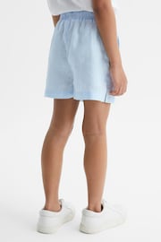 Reiss Ice Blue Cleo Junior Linen Drawstring Shorts - Image 5 of 6