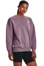 Under Armour Purple Essential Fleece Oversized Crew Sweatshirt - Image 1 of 6