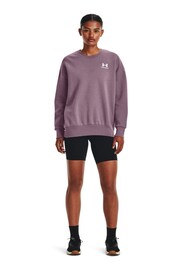 Under Armour Purple Essential Fleece Oversized Crew Sweatshirt - Image 3 of 6