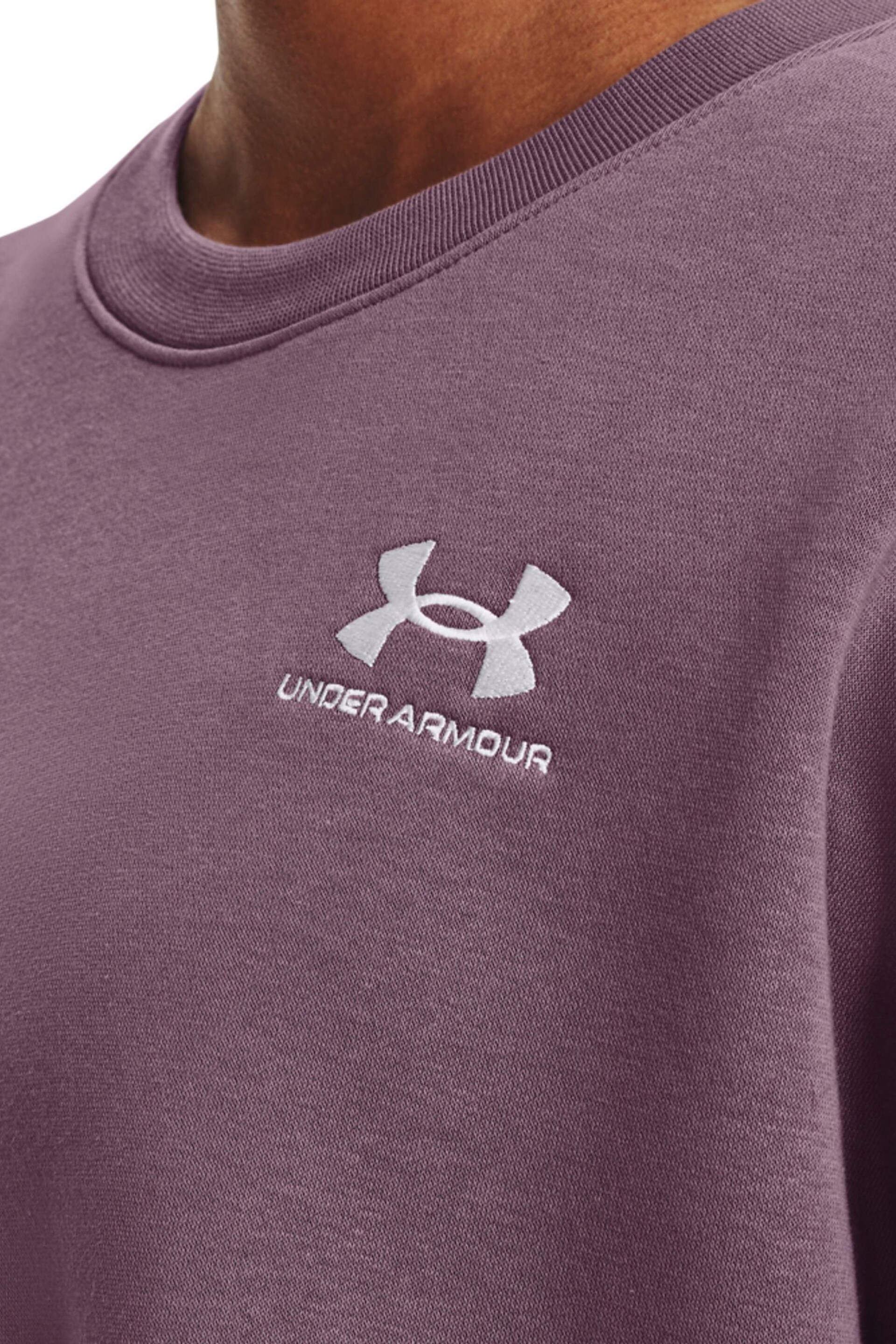 Under Armour Purple Essential Fleece Oversized Crew Sweatshirt - Image 4 of 6