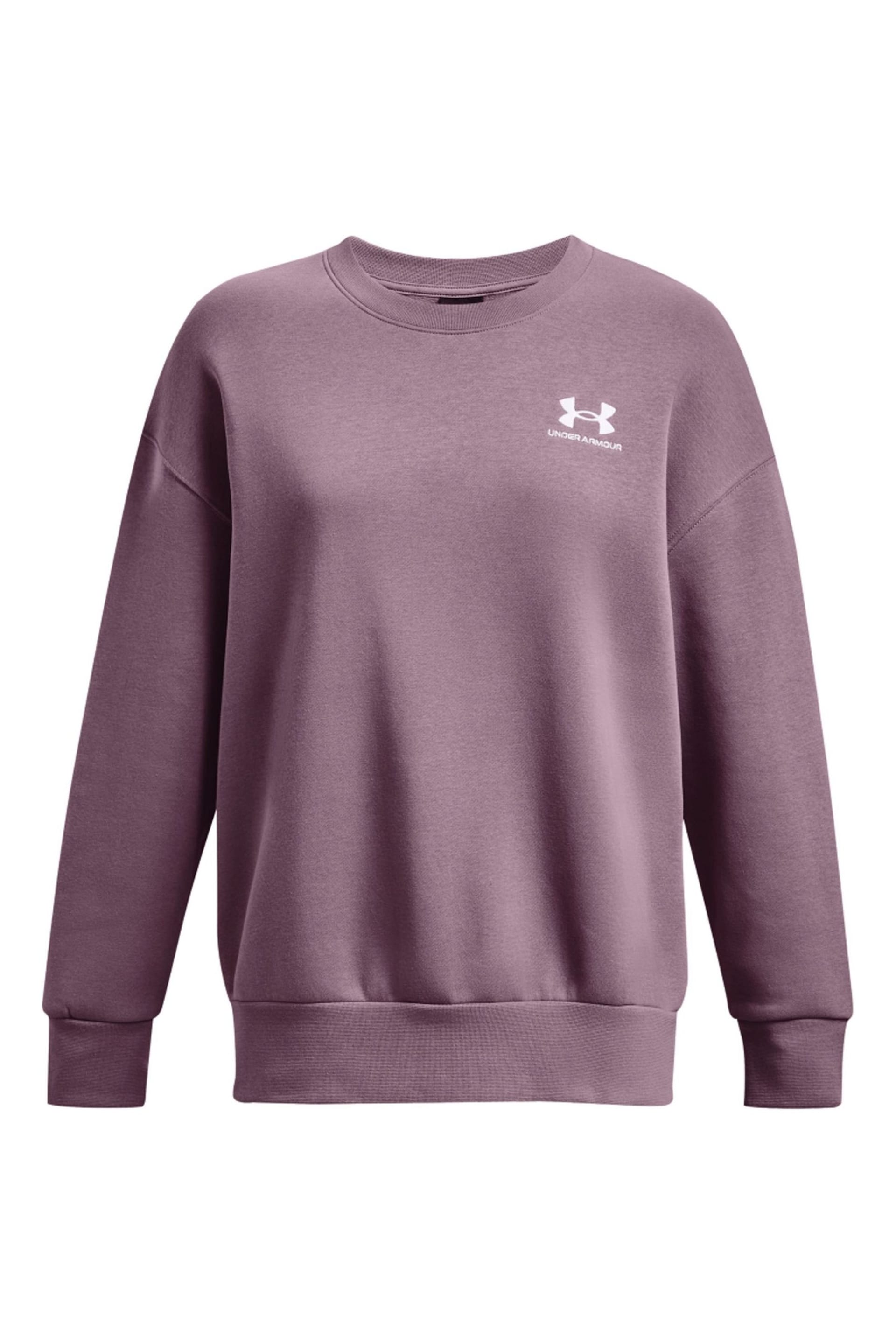 Under Armour Purple Essential Fleece Oversized Crew Sweatshirt - Image 5 of 6