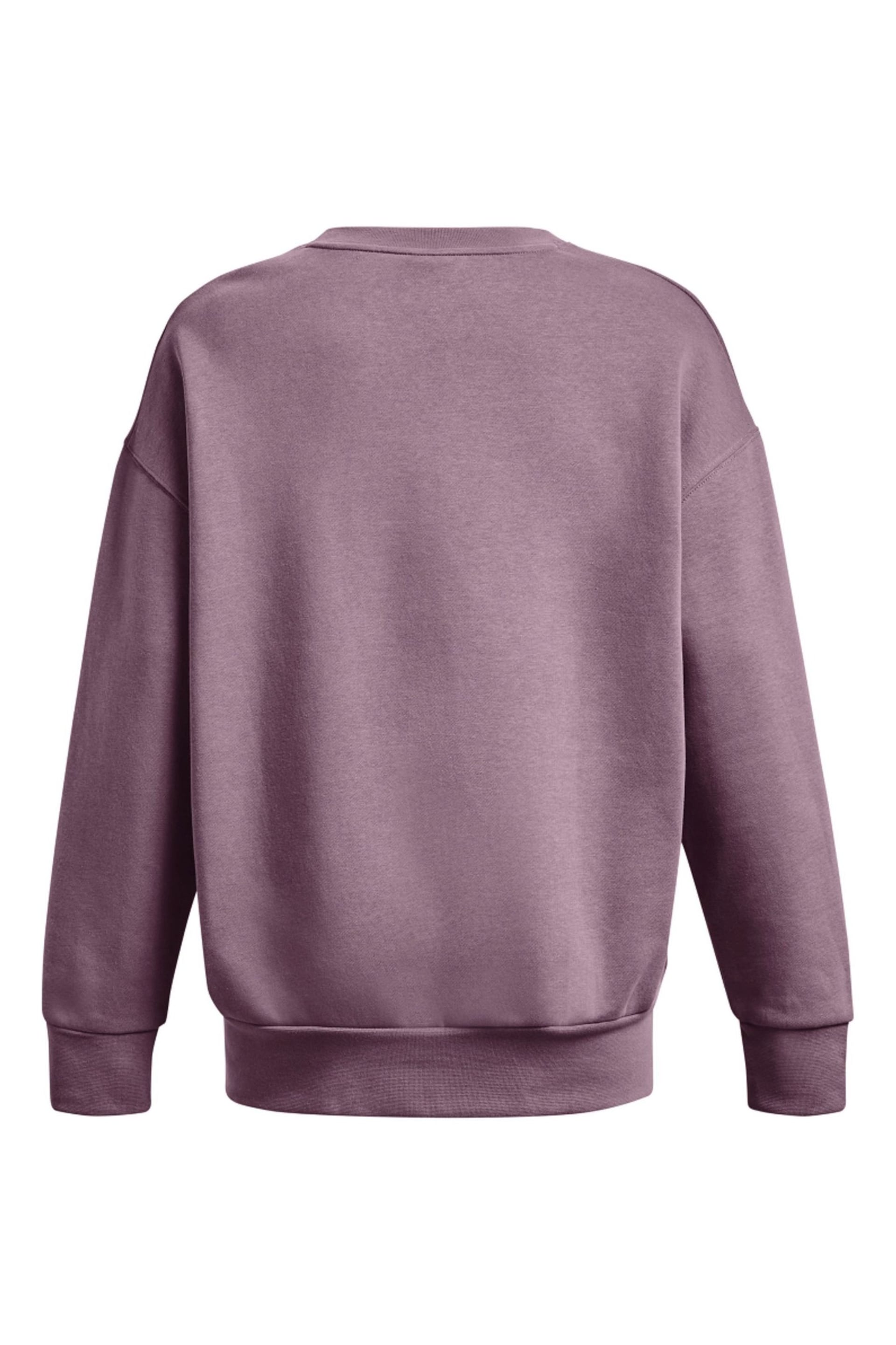Under Armour Purple Essential Fleece Oversized Crew Sweatshirt - Image 6 of 6