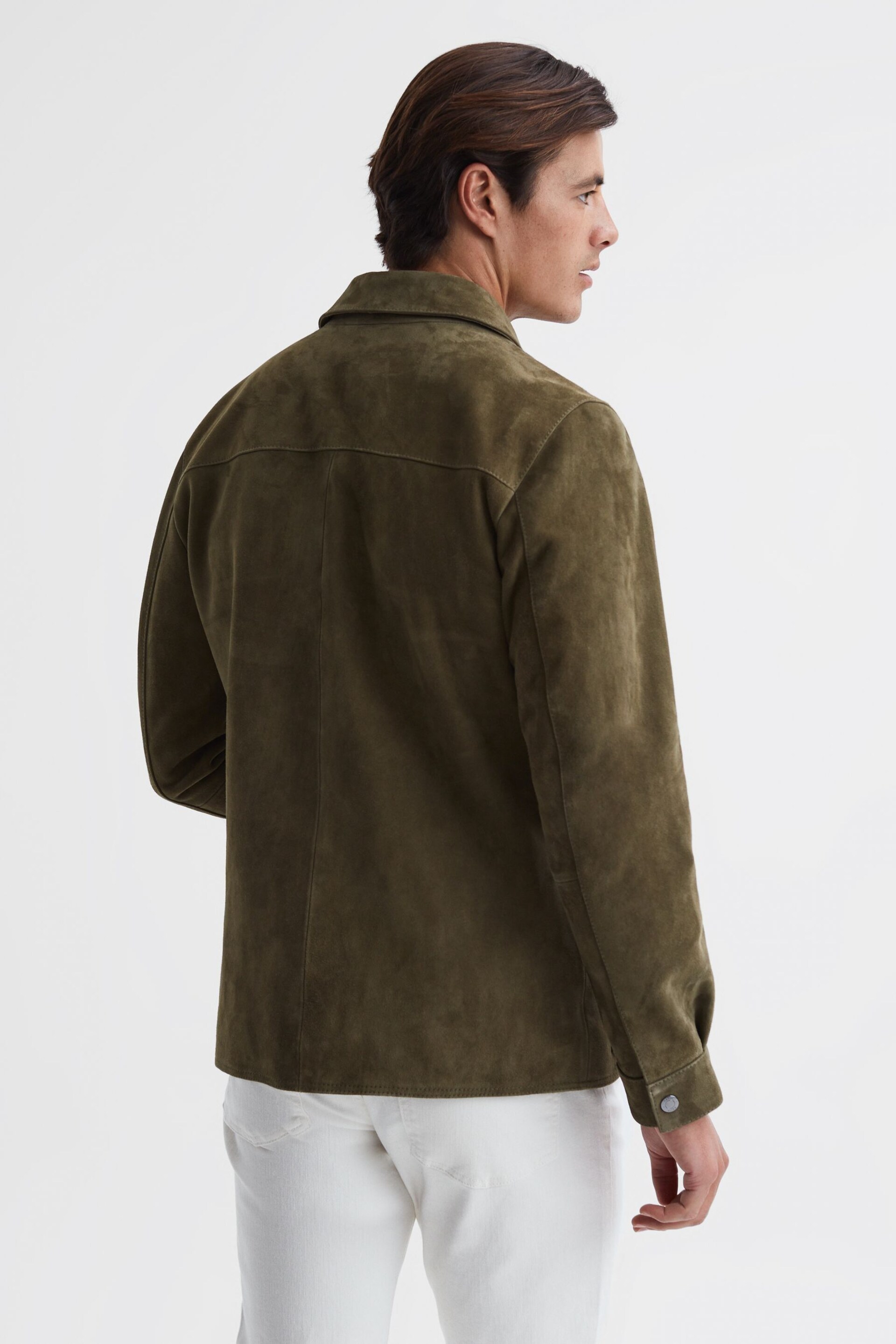 Reiss Sage Mays Suede Long Sleeve Four Pocket Jacket - Image 4 of 4