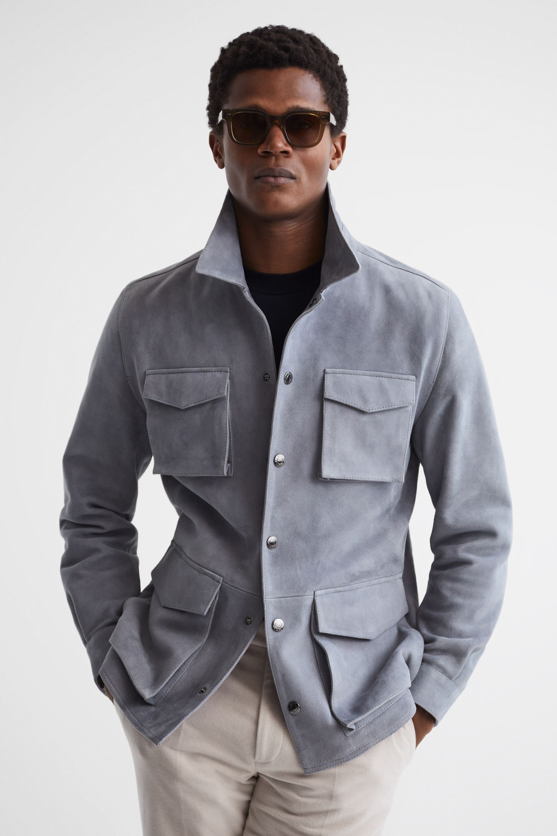 Reiss suede shirt clearance