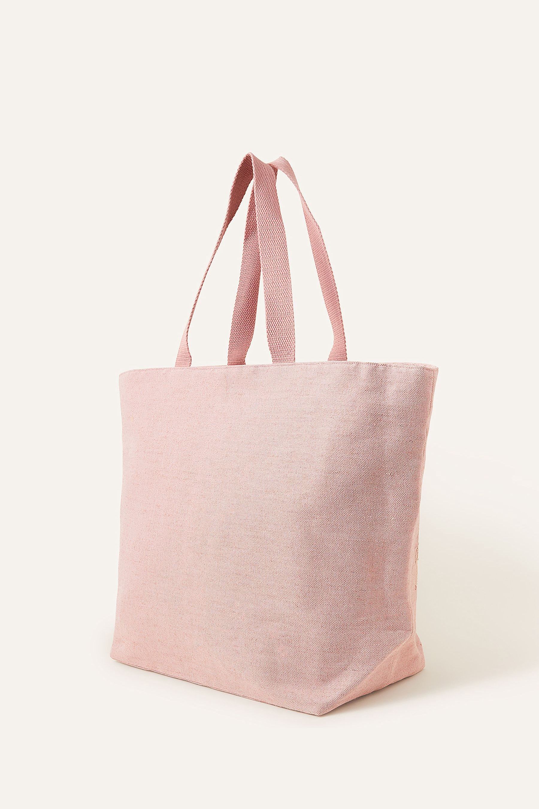 Buy Accessorize Pink Embroidered Shell Beach Tote Bag from Next Luxembourg