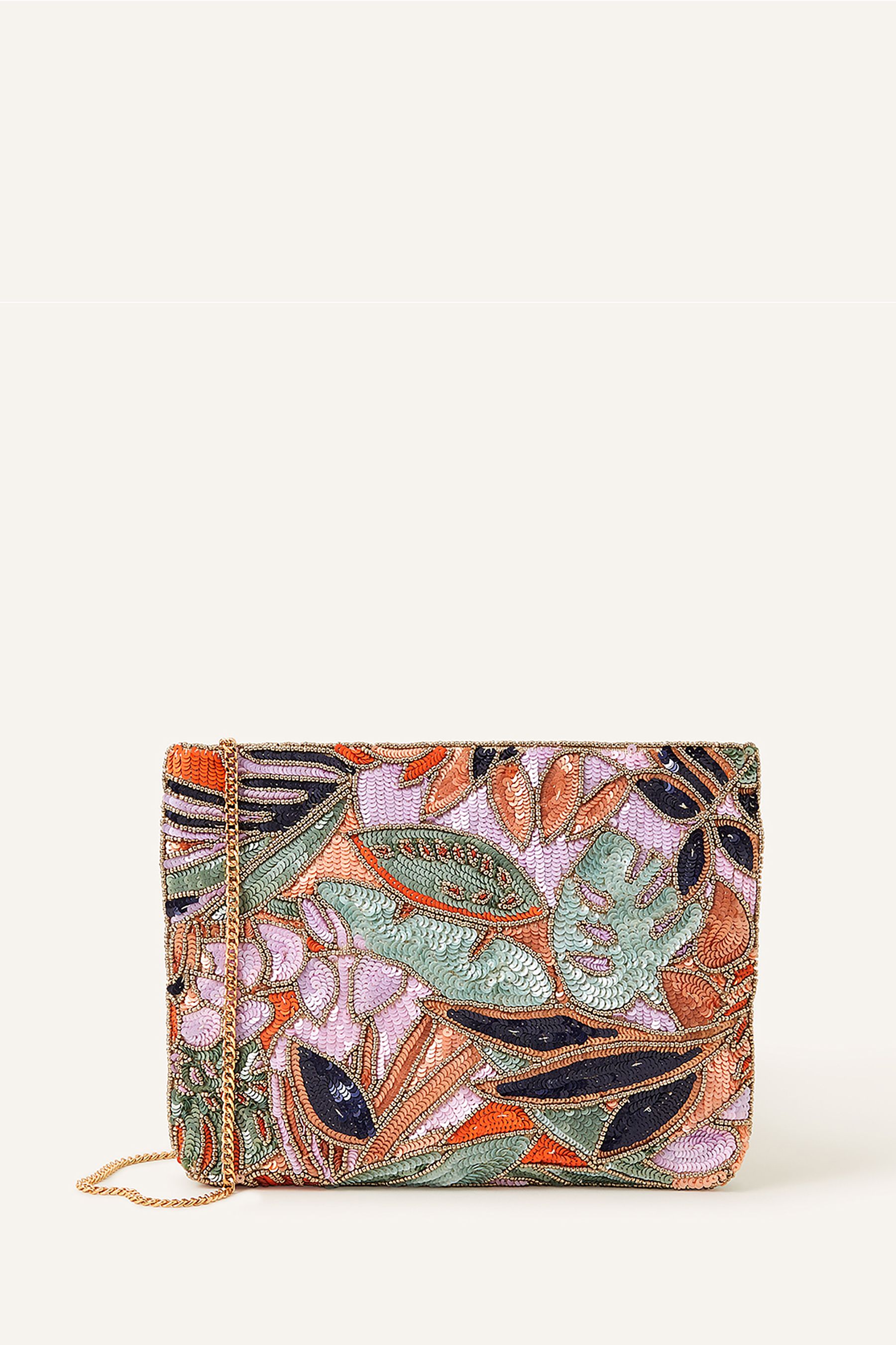 Buy Accessorize Natural Palm Print Embellished Clutch Bag from Next Luxembourg