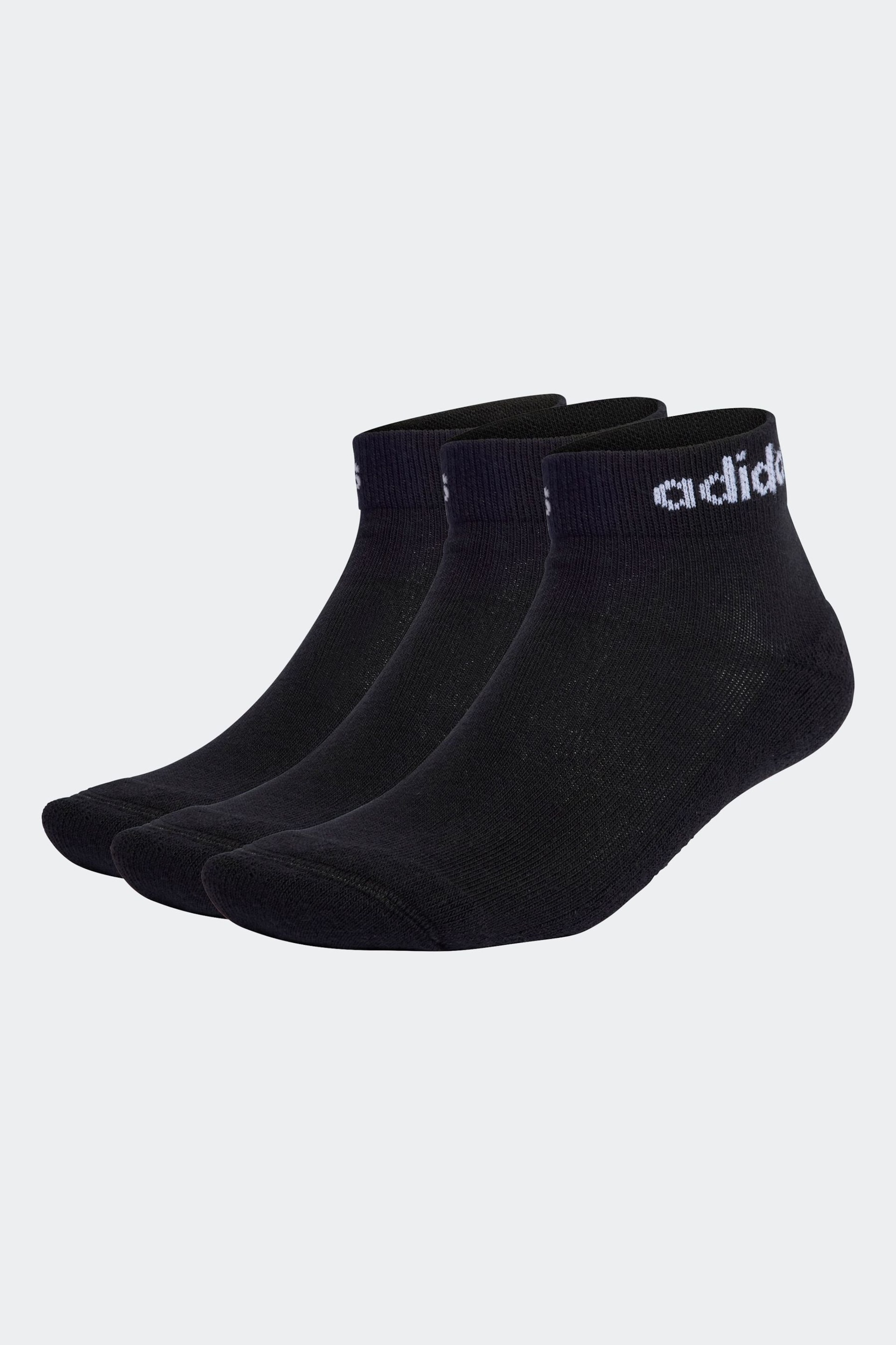 adidas Black Linear Ankle Cushioned Socks 3 Pairs - Image 1 of 1