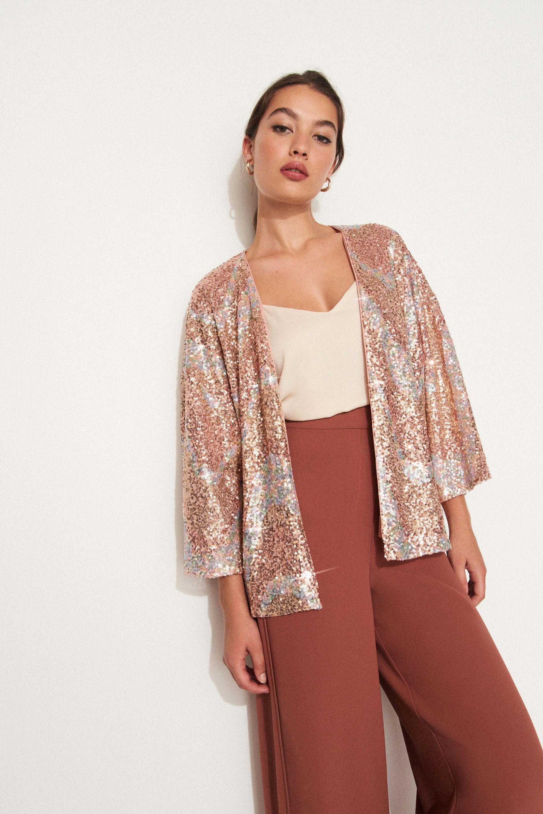 Buy Rose Gold Iridescent Sequin Sparkle Kimono from Next Luxembourg