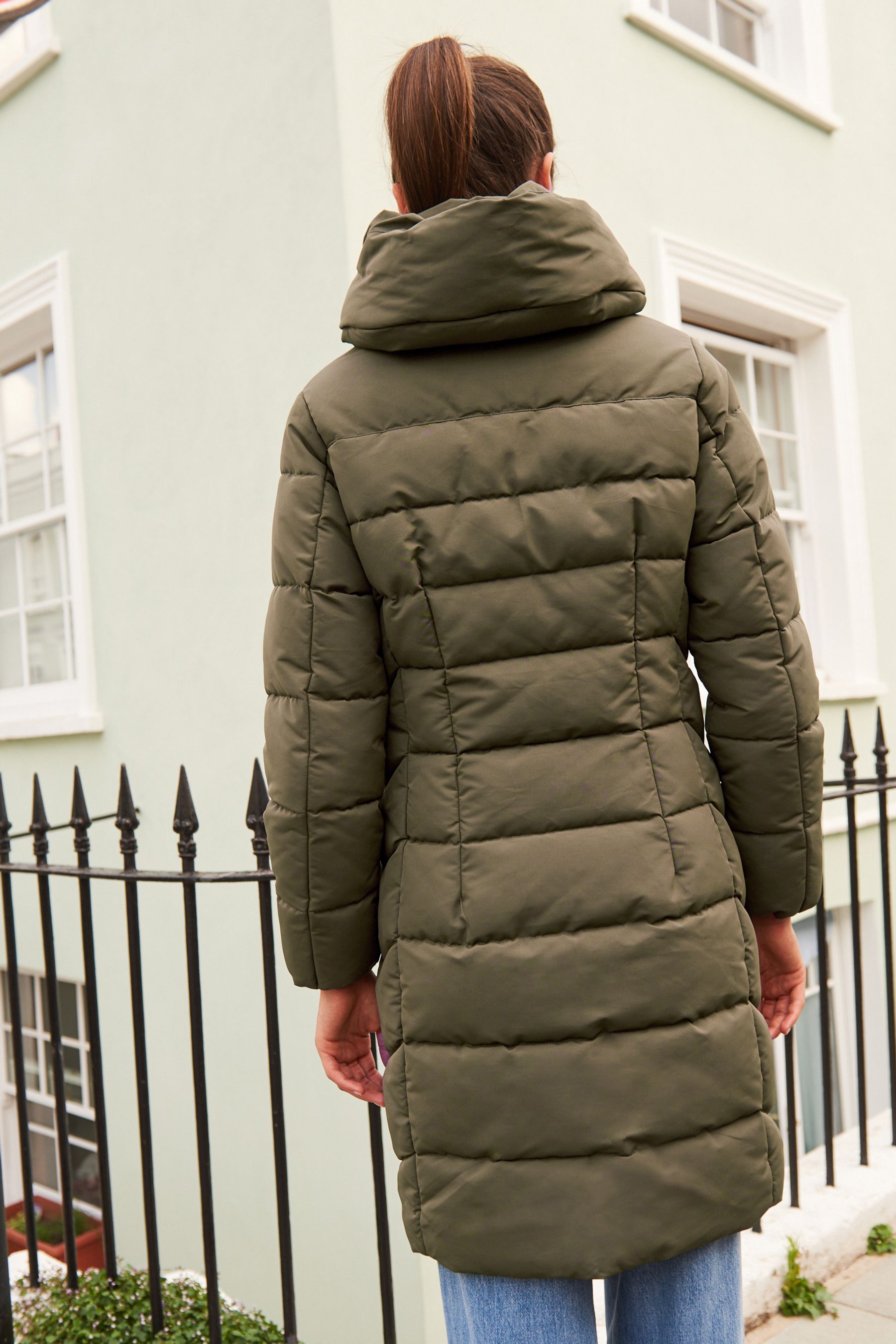 Next green padded coat cheap